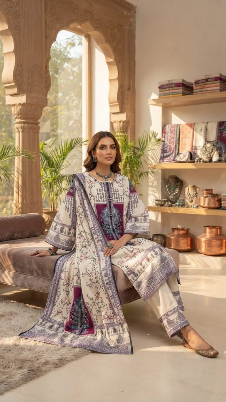 Traditional Printed Kurti and Trouser Set
