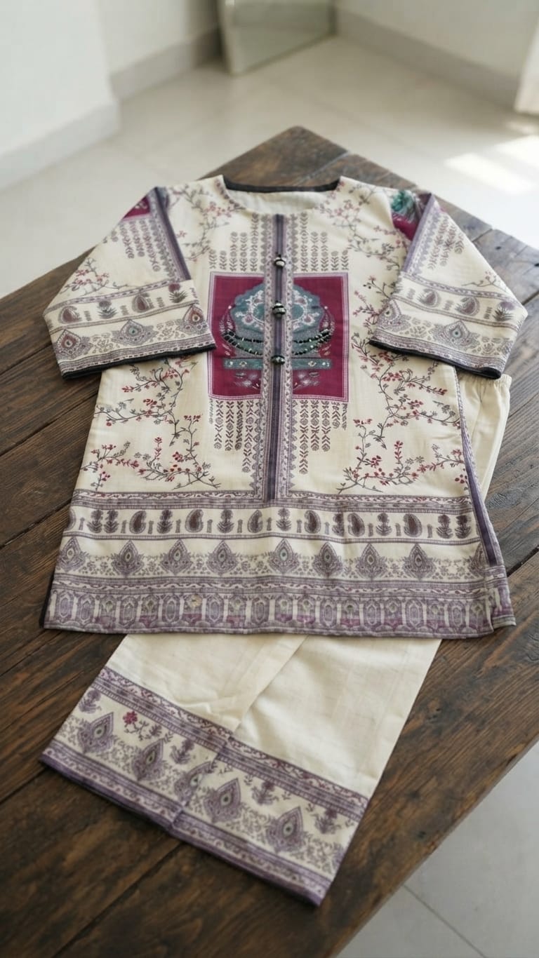 Traditional Printed Kurti and Trouser Set