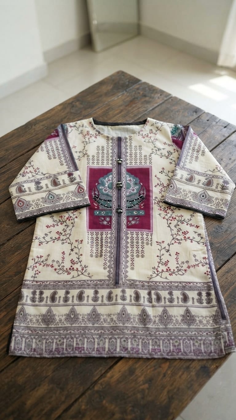 Traditional Printed Kurti and Trouser Set