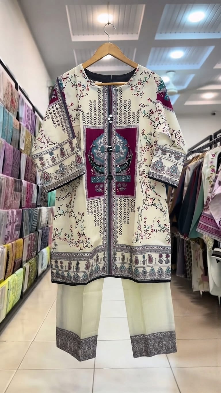 Traditional Printed Kurti and Trouser Set